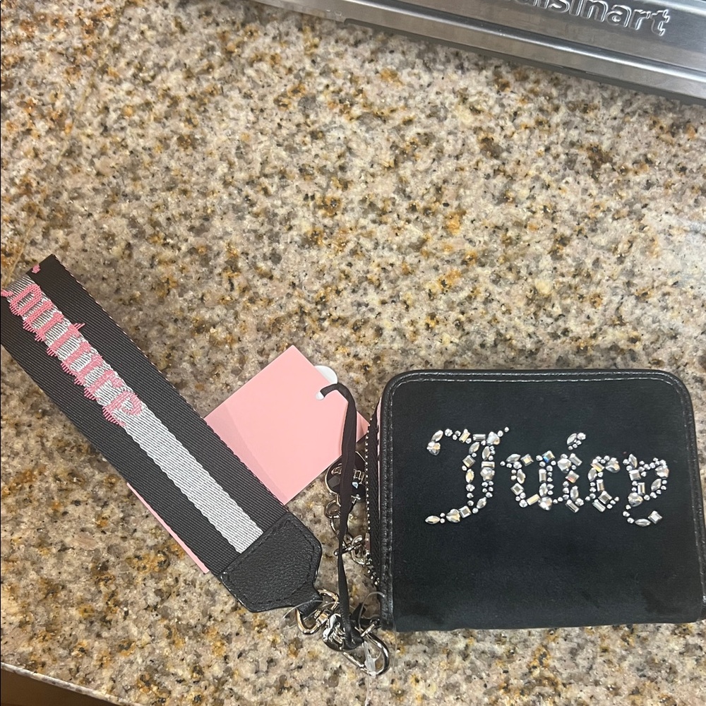 Juicy Couture Black Wallet with Rhinestone Detail